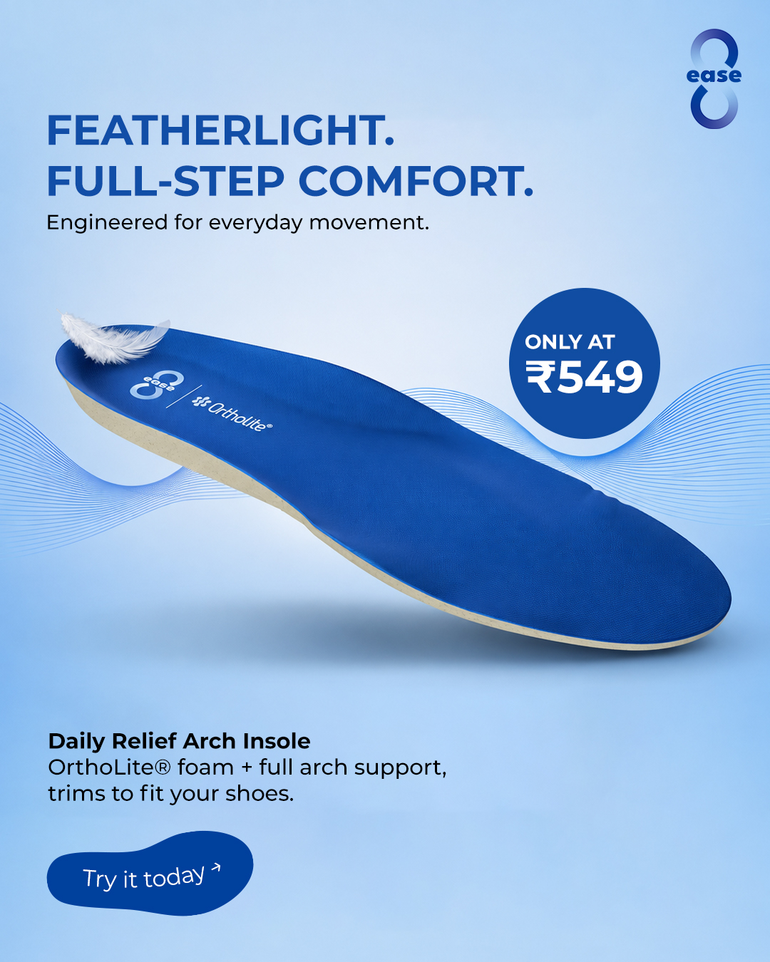 8ease Daily Relief Arch Insole product campaign