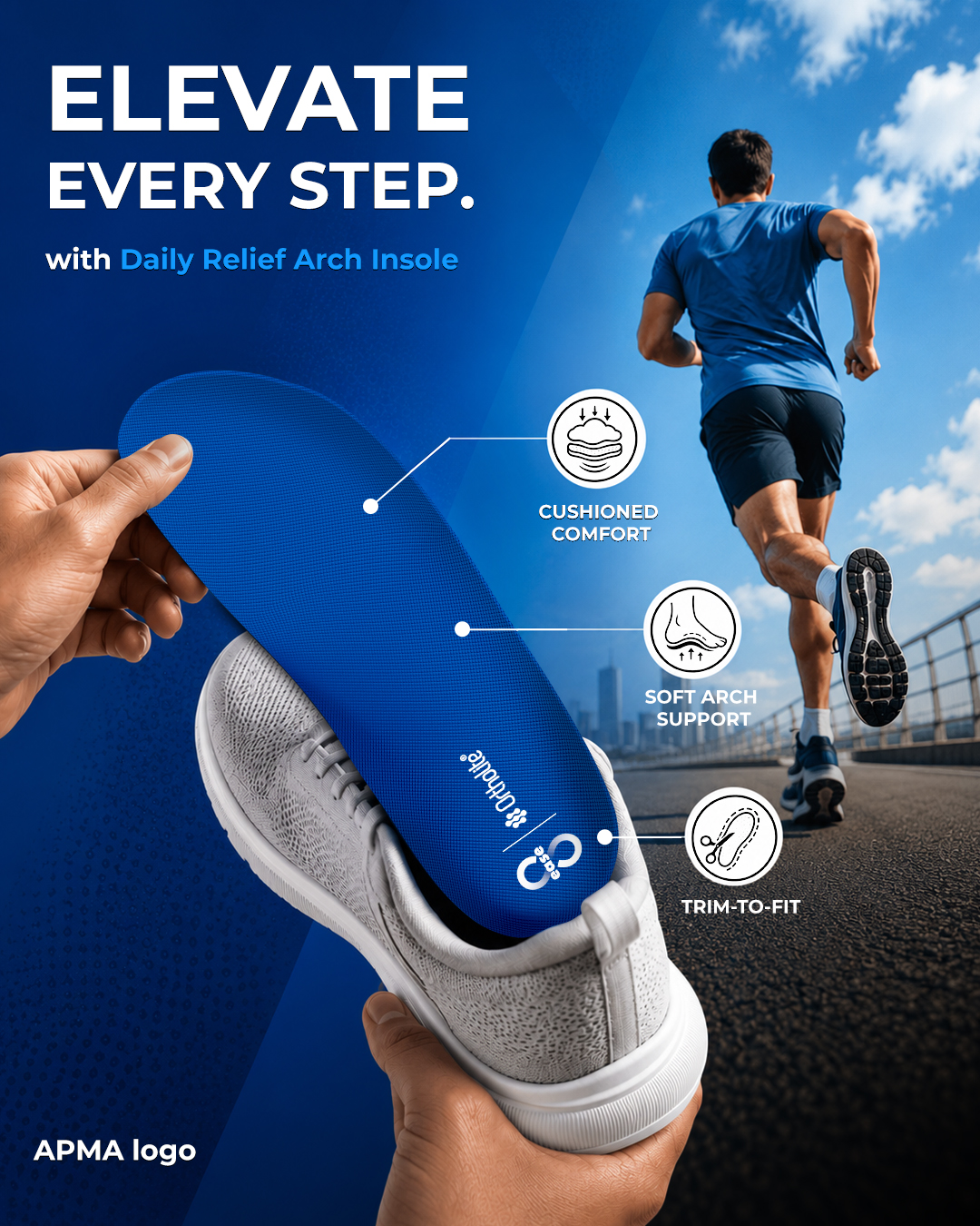 8ease Daily Relief Arch Insole features